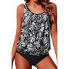 image:imageYonique Two Piece Tankini Swimsuits for Women Blouson Bathing Suits Modest SwimwearBlack Floral