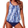 image:imageYonique Two Piece Tankini Swimsuits for Women Blouson Bathing Suits Modest SwimwearBlue Tie Dye