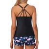 image:imageYonique Two Piece Tankini Swimsuits for Women with Shorts Athletic Bathing Suits Tummy Control Swimwear Black Flamingo XS