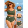image:imageWomen Plus Size High Waisted Bikini  Ribbed Two Piece Swimsuit Tummy Control Bathing Suit VWired 2025 SwimwearArmy Green