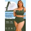 image:imageWomen Plus Size High Waisted Bikini  Ribbed Two Piece Swimsuit Tummy Control Bathing Suit VWired 2025 SwimwearArmy Green