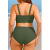 image:imageWomen Plus Size High Waisted Bikini  Ribbed Two Piece Swimsuit Tummy Control Bathing Suit VWired 2025 SwimwearArmy Green
