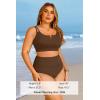 image:imageWomen Plus Size High Waisted Bikini  Ribbed Two Piece Swimsuit Tummy Control Bathing Suit VWired 2025 SwimwearBrown