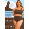 image:imageWomen Plus Size High Waisted Bikini  Ribbed Two Piece Swimsuit Tummy Control Bathing Suit VWired 2025 SwimwearBrown