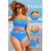 image:imageWomen Plus Size High Waisted Bikini  Ribbed Two Piece Swimsuit Tummy Control Bathing Suit VWired 2025 SwimwearColorful Blue