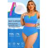image:imageWomen Plus Size High Waisted Bikini  Ribbed Two Piece Swimsuit Tummy Control Bathing Suit VWired 2025 SwimwearColorful Blue