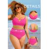 image:imageWomen Plus Size High Waisted Bikini  Ribbed Two Piece Swimsuit Tummy Control Bathing Suit VWired 2025 SwimwearColorful Pink