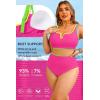 image:imageWomen Plus Size High Waisted Bikini  Ribbed Two Piece Swimsuit Tummy Control Bathing Suit VWired 2025 SwimwearColorful Pink