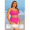 image:imageWomen Plus Size High Waisted Bikini  Ribbed Two Piece Swimsuit Tummy Control Bathing Suit VWired 2025 SwimwearColorful Pink