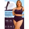 image:imageWomen Plus Size High Waisted Bikini  Ribbed Two Piece Swimsuit Tummy Control Bathing Suit VWired 2025 SwimwearDark Purple