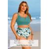 image:imageWomen Plus Size High Waisted Bikini  Ribbed Two Piece Swimsuit Tummy Control Bathing Suit VWired 2025 SwimwearGreen Flower