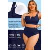 image:imageWomen Plus Size High Waisted Bikini  Ribbed Two Piece Swimsuit Tummy Control Bathing Suit VWired 2025 SwimwearNavy Blue