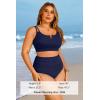 image:imageWomen Plus Size High Waisted Bikini  Ribbed Two Piece Swimsuit Tummy Control Bathing Suit VWired 2025 SwimwearNavy Blue