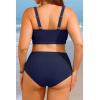 image:imageWomen Plus Size High Waisted Bikini  Ribbed Two Piece Swimsuit Tummy Control Bathing Suit VWired 2025 SwimwearNavy Blue