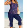 image:imageYonique 3 Piece Plus Size Swimsuits for Women Tankini Tops with Sports Bra and Swim Capris Athletic Bathing SuitsStarry Sky