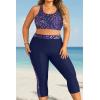 image:imageYonique 3 Piece Plus Size Swimsuits for Women Tankini Tops with Sports Bra and Swim Capris Athletic Bathing SuitsStarry Sky