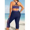 image:imageYonique 3 Piece Plus Size Swimsuits for Women Tankini Tops with Sports Bra and Swim Capris Athletic Bathing SuitsStarry Sky