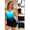 image:imageYonique Blouson Tankini Swimsuits for Women 2 Piece Bathing Suits Tops with Boyshorts Modest Loose Fit SwimwearAqua Gradient