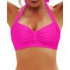 image:imageYonique Women Halter Bikini Top Only Retro Swimsuit Top Push Up Bathing Suit Top No BottomHot Pink1