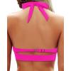 image:imageYonique Women Halter Bikini Top Only Retro Swimsuit Top Push Up Bathing Suit Top No BottomHot Pink1