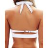image:imageYonique Women Halter Bikini Top Only Retro Swimsuit Top Push Up Bathing Suit Top No BottomWhite1