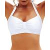 image:imageYonique Women Halter Bikini Top Only Retro Swimsuit Top Push Up Bathing Suit Top No BottomWhite1