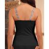 image:imageYonique Womens Tankini Top Swimwear Twist V Neck Swimsuits Tummy Control Bathing Suits Top OnlyBlack Striped