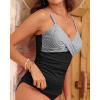 image:imageYonique Womens Tankini Top Swimwear Twist V Neck Swimsuits Tummy Control Bathing Suits Top OnlyBlack Striped