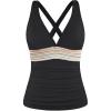 image:imageTankini Tops for WomenTummy Control Swim Top Only Color Block V Neck Bathing Suit Top No Bottom 2025 Black XXLNot Suitable for Large Busts