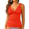 image:imageWomens Underwire Tankini Top Only  Tummy Control Bathing Suit Top Ruffle Swimsuit 2025 Orange Red L