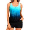 image:imageYonique Blouson Tankini Swimsuits for Women 2 Piece Bathing Suits Tops with Boyshorts Modest Loose Fit SwimwearAqua Gradient