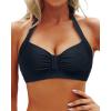 image:imageYonique Women Halter Bikini Top Only Retro Swimsuit Top Push Up Bathing Suit Top No BottomBlack1
