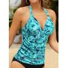 image:imageHalter Tankini Tops for Women  Tummy Control Swimsuit Top Only 2026 Push Up Bathing Suit Tank Top No BottomGreen Paisley