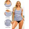 image:imageTankini Tops for Women  Tummy Control Swimsuit Top Only 2026 Modest Bathing Suit Tank Top No BottomNavy Striped