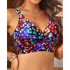image:imageWomens Bikini Top  Supportive Swimsuit for Large Bust  2025 Cut Out Twist Swim TopColor Leopard