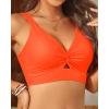 image:imageWomens Bikini Top  Supportive Swimsuit for Large Bust  2025 Cut Out Twist Swim TopNeon Orange