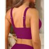 image:imageWomens Bikini Top  Supportive Swimsuit for Large Bust  2025 Cut Out Twist Swim TopSolid Purple