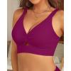 image:imageWomens Bikini Top  Supportive Swimsuit for Large Bust  2025 Cut Out Twist Swim TopSolid Purple
