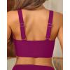 image:imageWomens Bikini Top  Supportive Swimsuit for Large Bust  2025 Cut Out Twist Swim TopSolid Purple