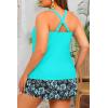 image:imageYonique Plus Size Tankini with Skirt  Two Piece Swimsuit Tummy Control Bathing Suit High Neck Swimwear 2025Aqua and Flower