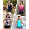 image:imageYonique Plus Size Tankini with Skirt  Two Piece Swimsuit Tummy Control Bathing Suit High Neck Swimwear 2025Aqua and Flower