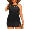image:imageYonique Plus Size Tankini with Skirt  Two Piece Swimsuit Tummy Control Bathing Suit High Neck Swimwear 2025Black
