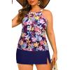 image:imageYonique Plus Size Tankini with Skirt  Two Piece Swimsuit Tummy Control Bathing Suit High Neck Swimwear 2025Colorful Leaves