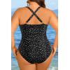 image:imageYonique Women Plus Size One Piece Swimsuit Tummy Control Bathing Suits Lace up Plunge SwimwearBlack Dot