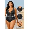 image:imageYonique Women Plus Size One Piece Swimsuit Tummy Control Bathing Suits Lace up Plunge SwimwearBlack Dot
