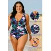 image:imageYonique Women Plus Size One Piece Swimsuit Tummy Control Bathing Suits Lace up Plunge SwimwearFloral Leaves