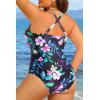 image:imageYonique Women Plus Size One Piece Swimsuit Tummy Control Bathing Suits Lace up Plunge SwimwearFloral Leaves