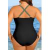 image:imageYonique Women Plus Size One Piece Swimsuit Tummy Control Bathing Suits Lace up Plunge SwimwearGreen and Black