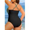 image:imageYonique Women Plus Size One Piece Swimsuit Tummy Control Bathing Suits Lace up Plunge SwimwearGreen and Black