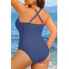 image:imageYonique Women Plus Size One Piece Swimsuit Tummy Control Bathing Suits Lace up Plunge SwimwearIndigo Blue